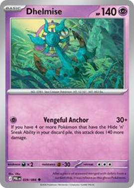 Card featuring Dhelmise with stats and abilities.