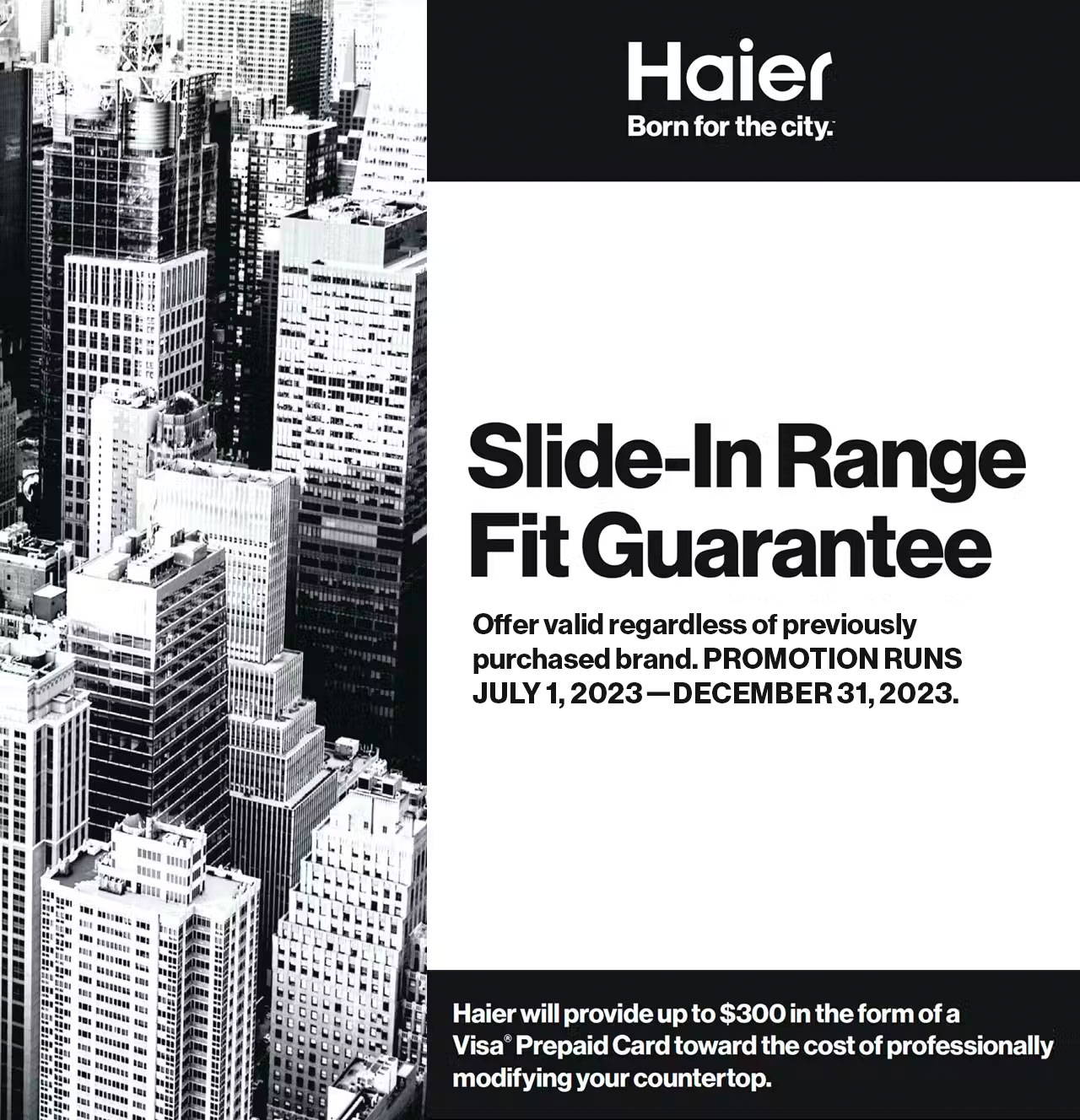 Haier Slide-In Range Fit Guarantee