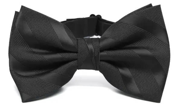 Black tone-on-tone Striped Bow Tie
