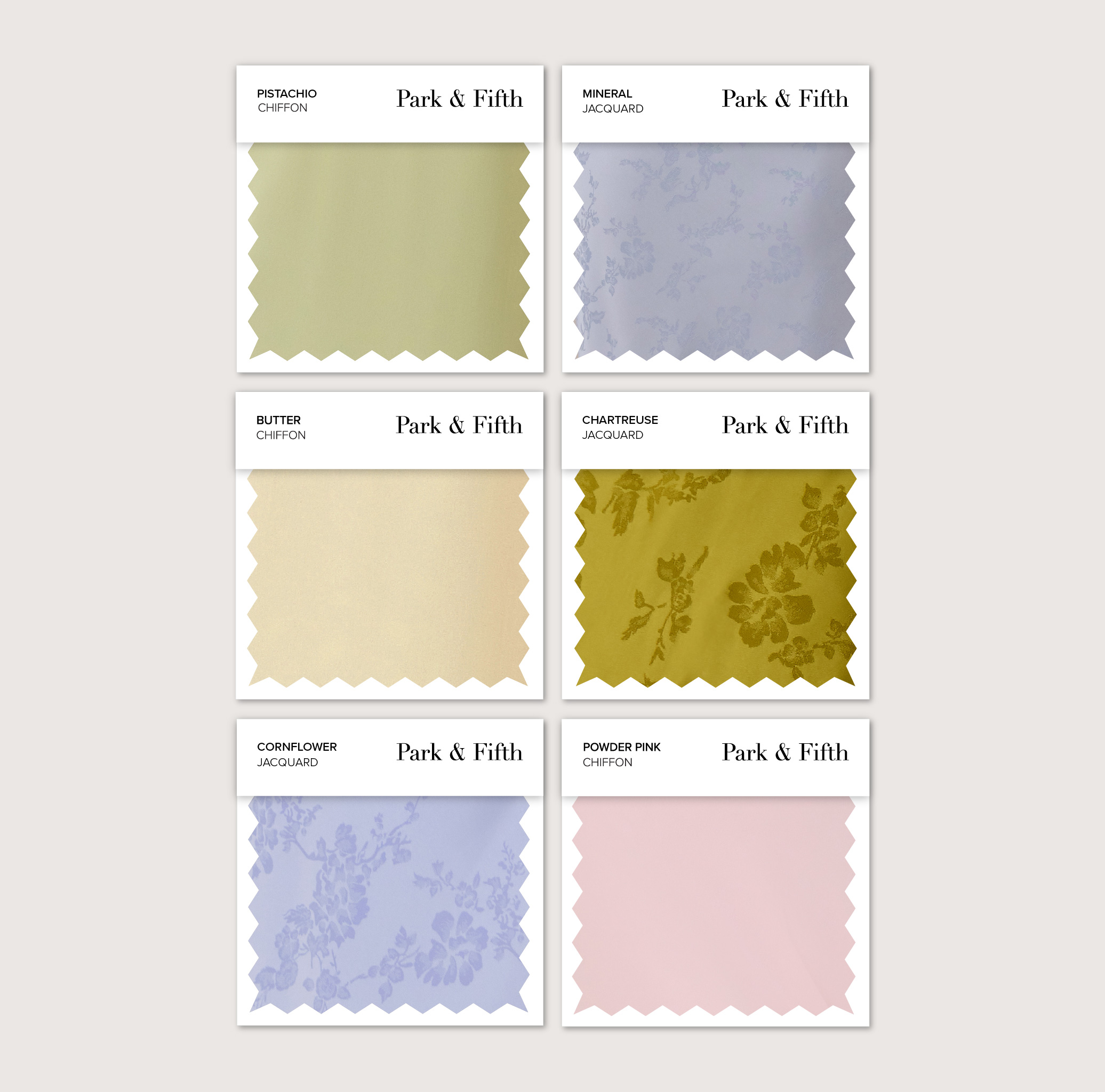 Color swatches in various pastel shades on a neutral background.