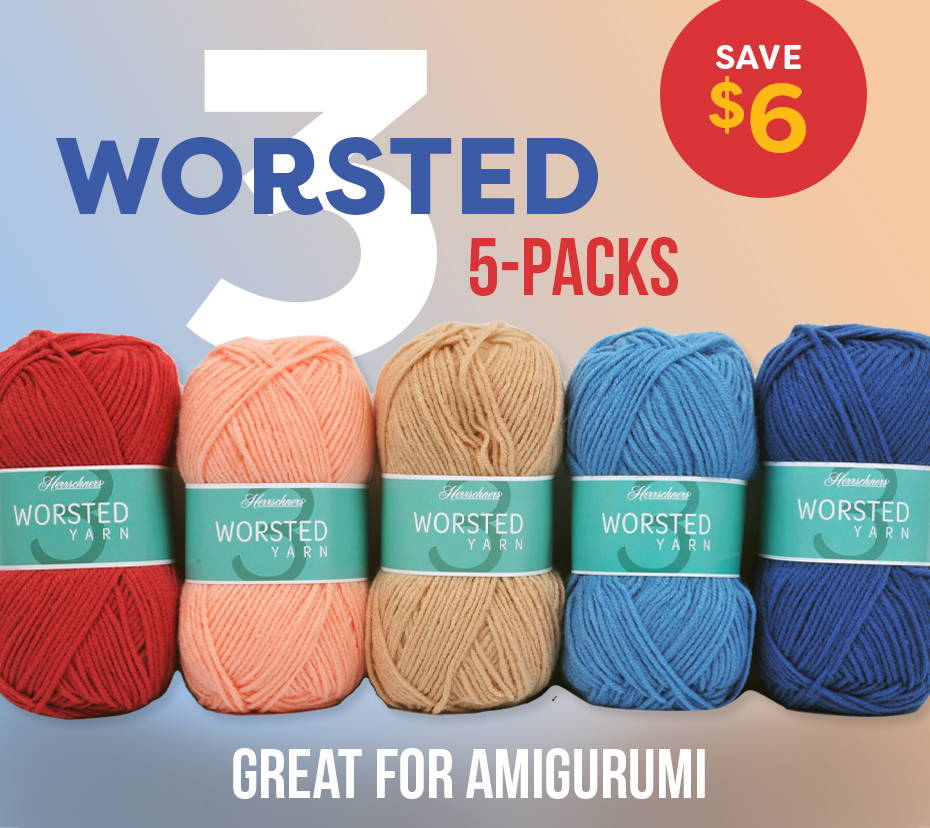Worsted 3 Yarn 5-Packs Great for Amigurumi