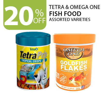 20% off Tetra & Omega One Fish Food