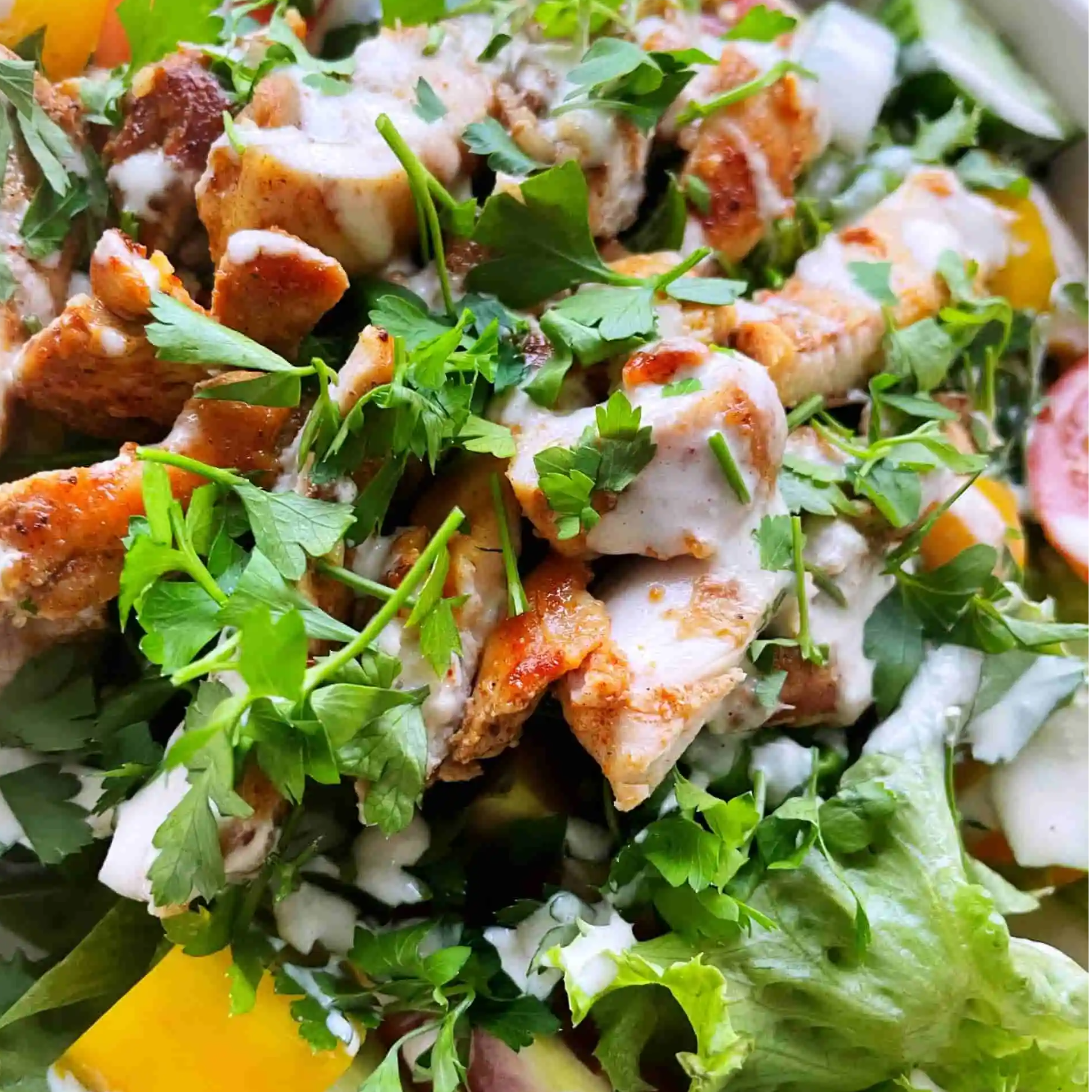Shawarma Salad with Garlic Chili Oil