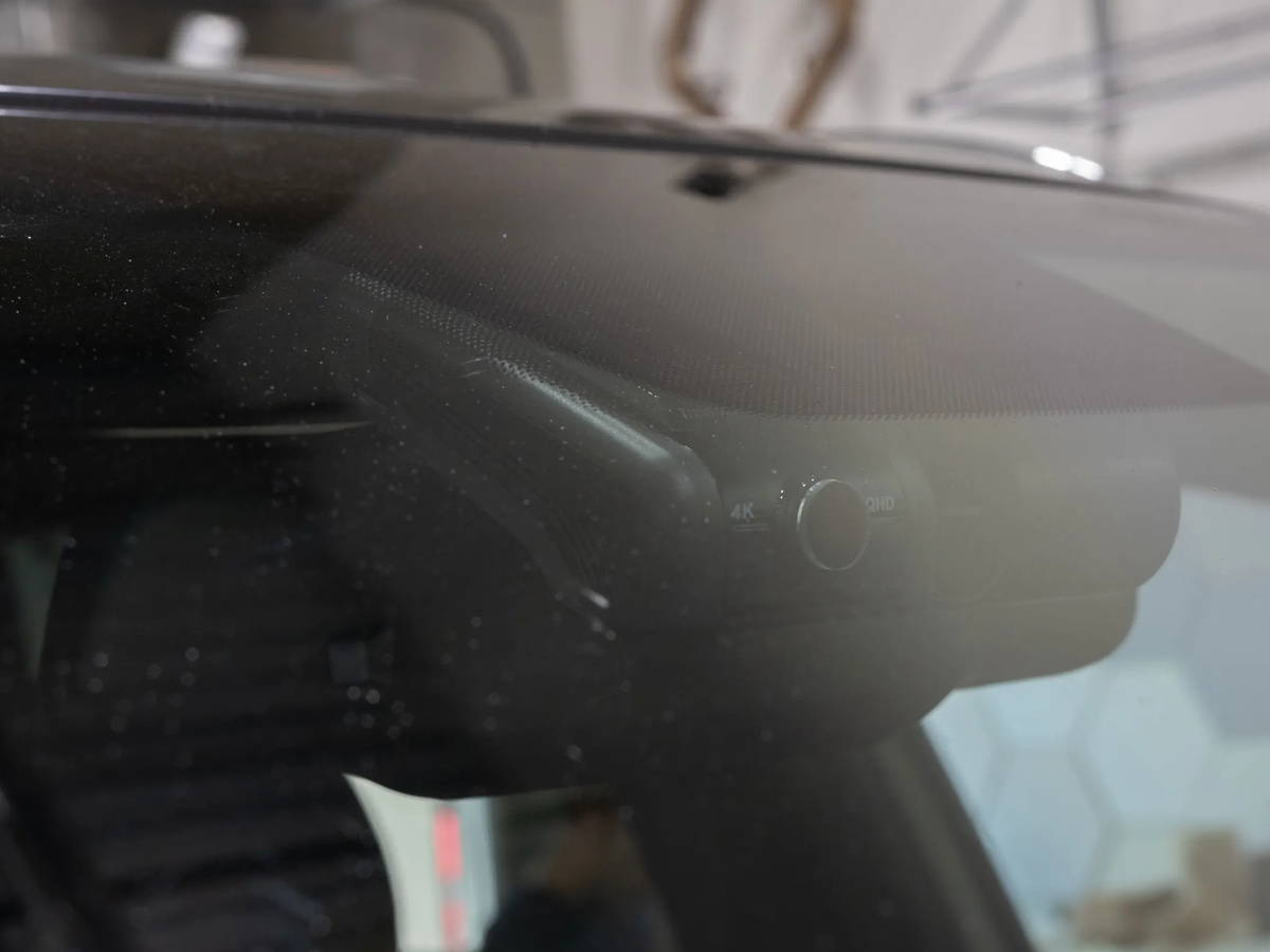 Finished dash cam installation detail