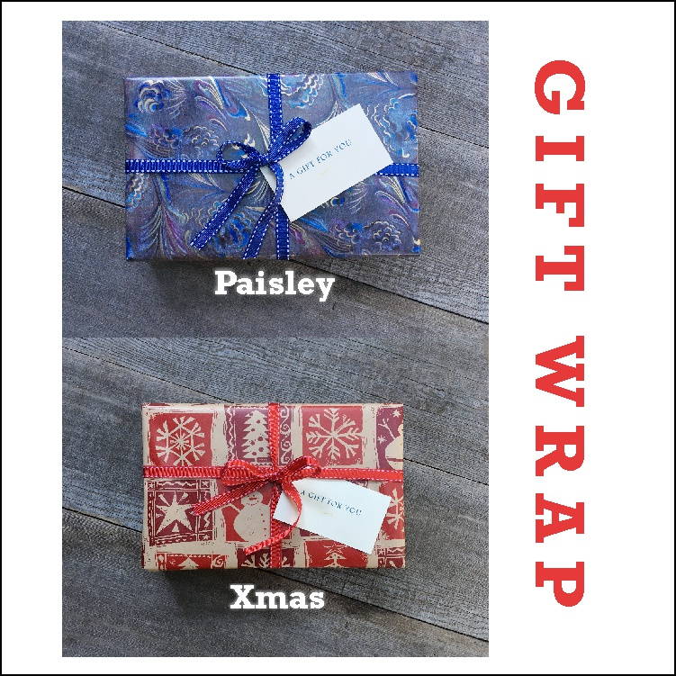 Book Safe gift wrap Paisley and Christmas