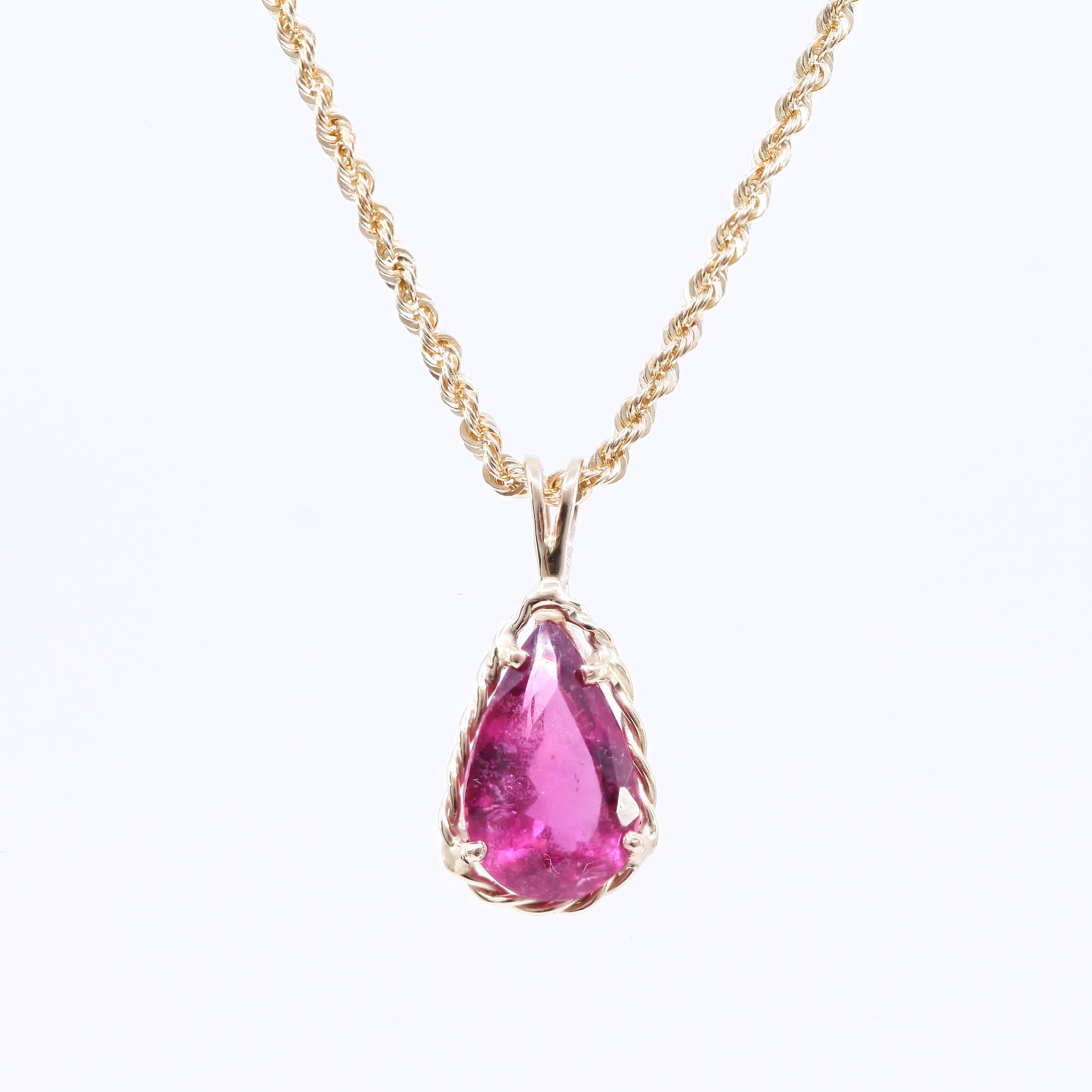 pear-shape pink tourmaline necklace from the estate jewelry collection
