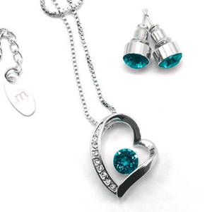 MAGIISTINO Set de Joyería de 2 Piezas con Swarovski Elements®, Melted Heart, Plateado y Azul Zirconia