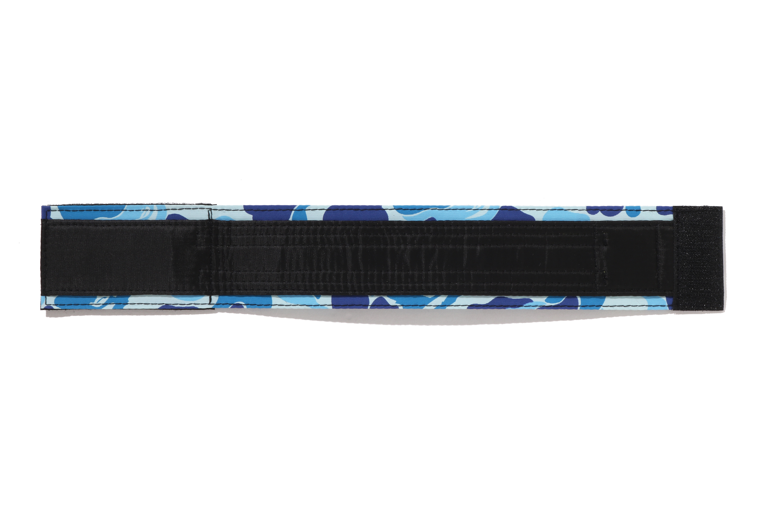 Patterned fabric strap with a black section.