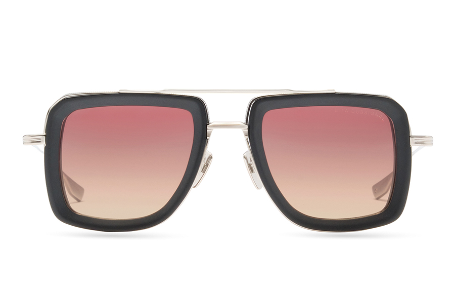 Black and pink gradient oversized sunglasses with a square frame.