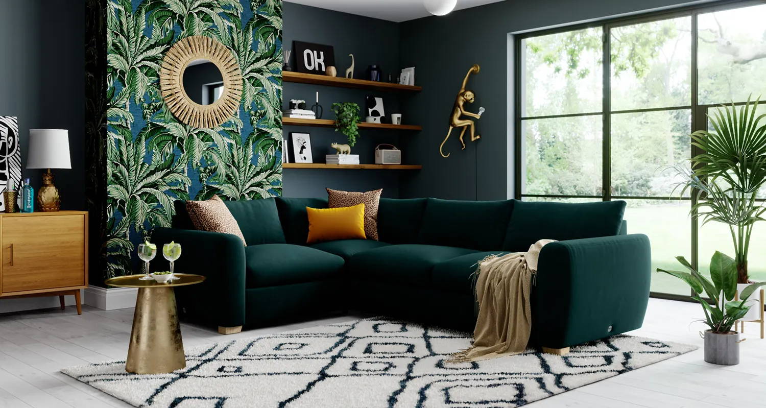 Snug modular pine green colour corner sofa