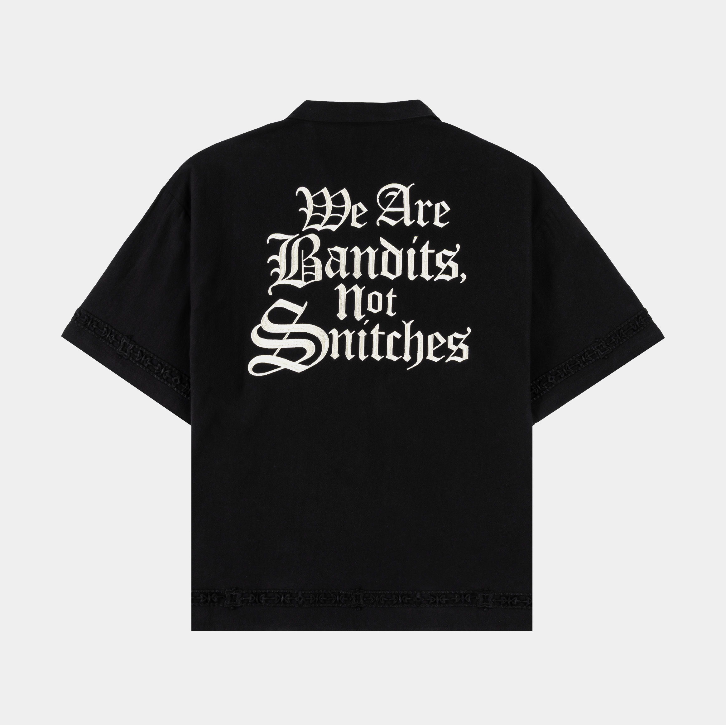 Black short-sleeve shirt with 