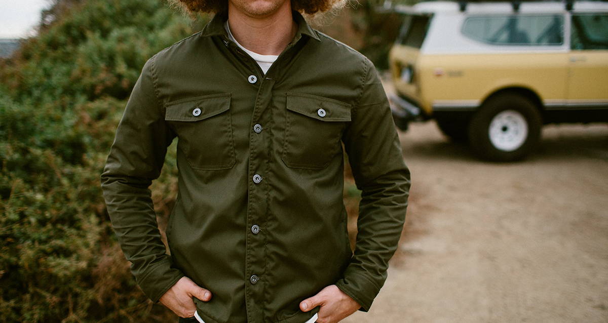 Iron and Resin Donner Shirt in Olive with Shank Button Front Entry