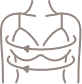 Measuring Swimsuit Bust Icon outlined in brown.