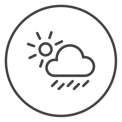 Sunny with clouds and rain icon.
