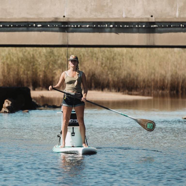 Woman paddling her HD Classic Teak