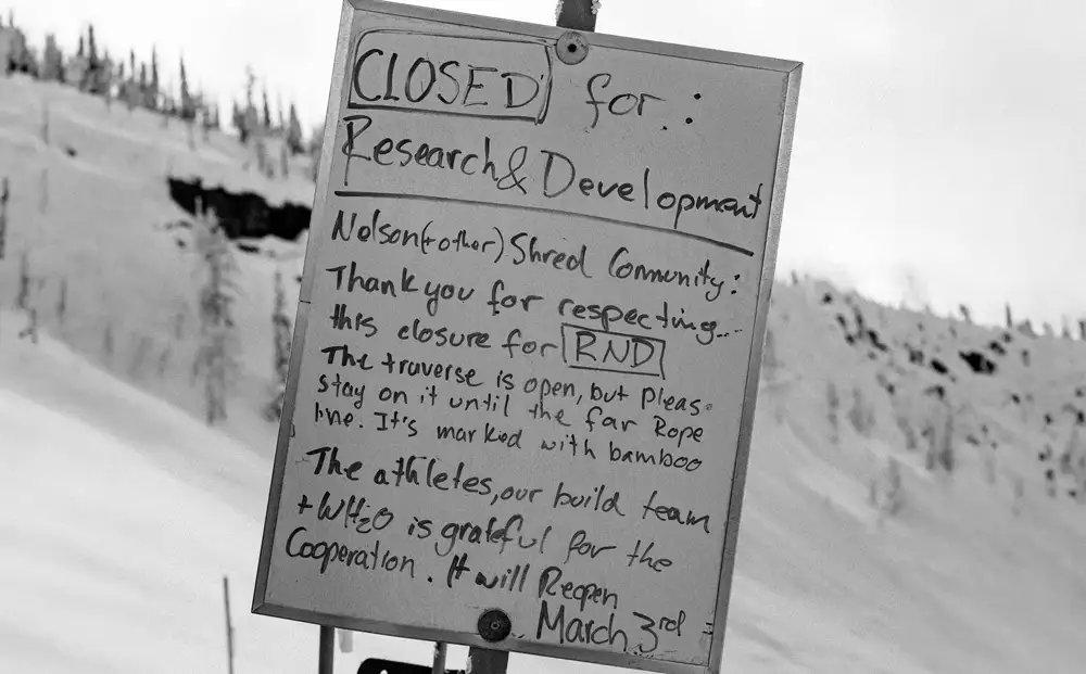 Sign indicating closure for research and development purposes.