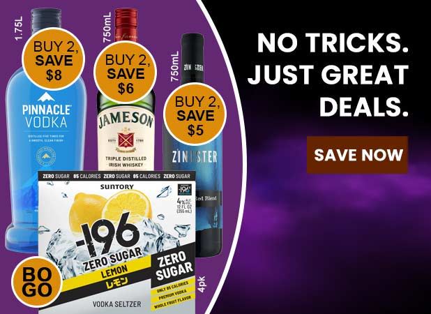 Promotional image featuring liquor deals and discounts.
