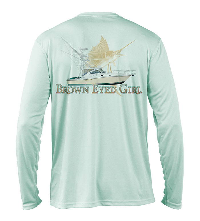 Briny Premium performance custom fishing shirt - boat shirt lettering and billfish