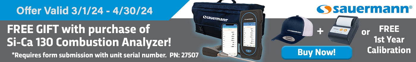 Get a FREE GIFT from Sauermann with purchase of a Si-Ca 130 Combustion analyzer.