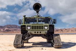 Head-on tracked Humvee LED headlights roof acoustic horn device desert mountains Prodigy TV 1987 Humvee Warship KM-110 gallery photo 4