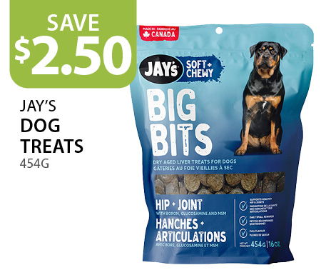 $2.50 off Jay's Dog Treats 454g