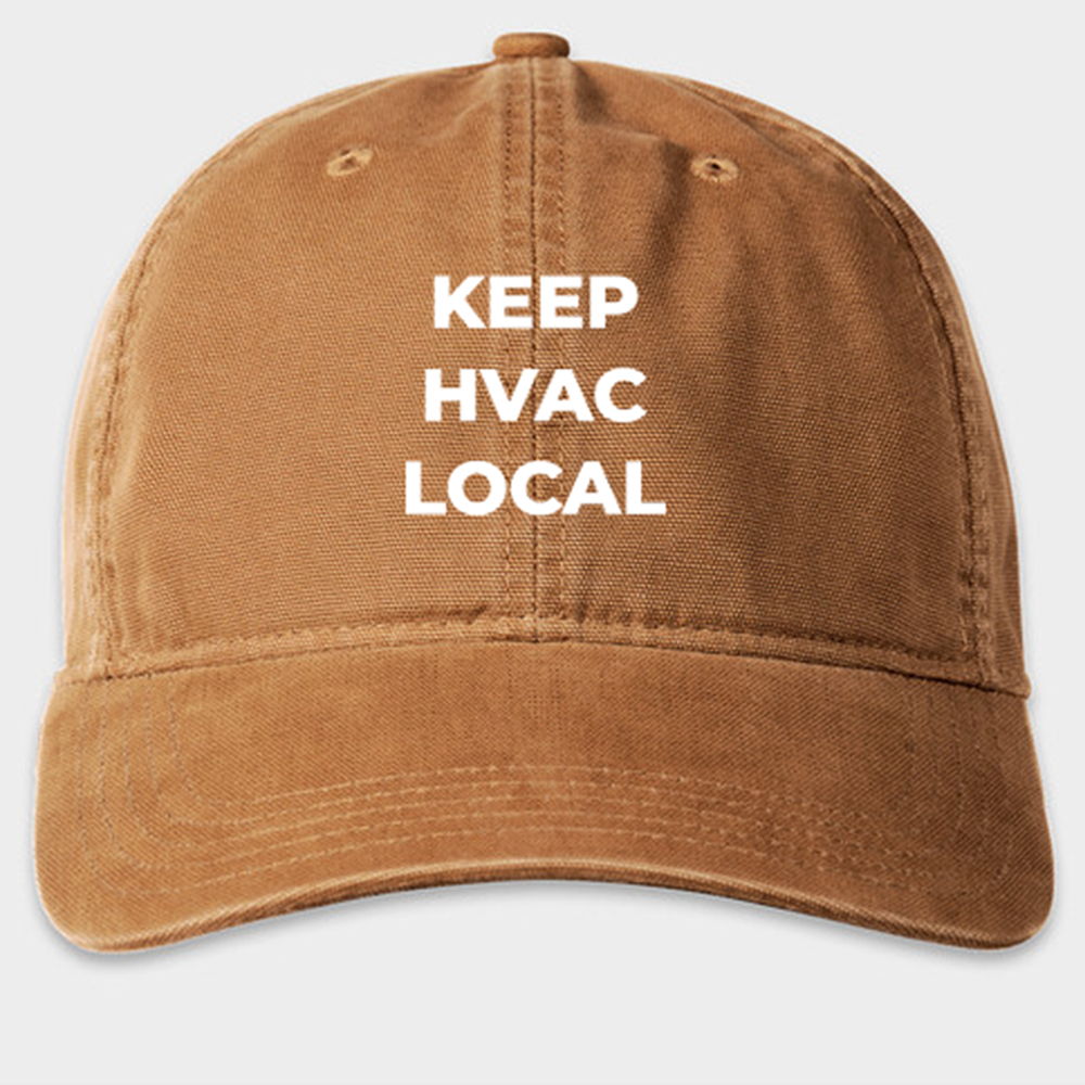 Brown baseball cap with the text 
