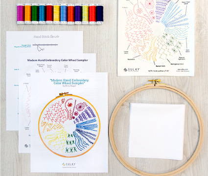 Rainbow Color Wheel Hand Embroidery Sampler Kit
