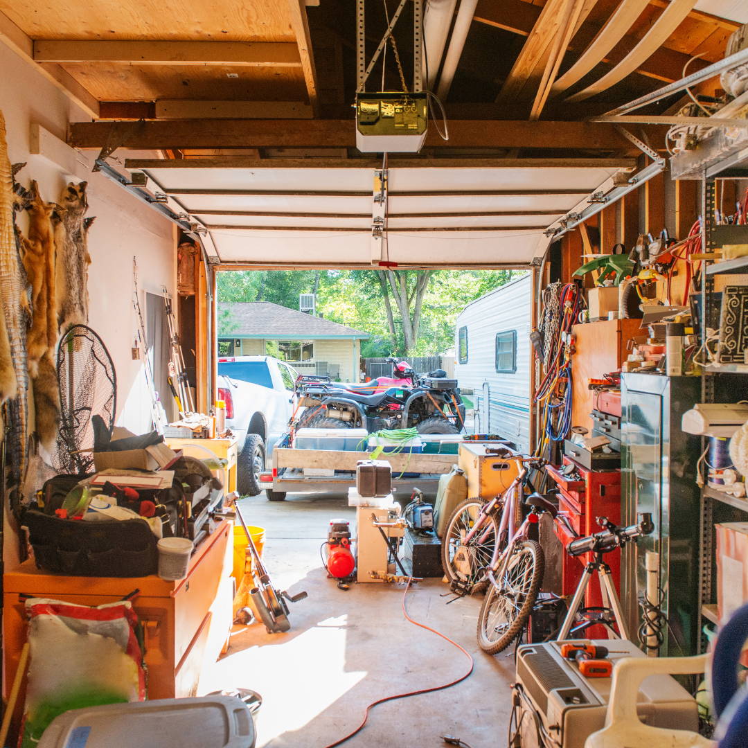 cluttered garage