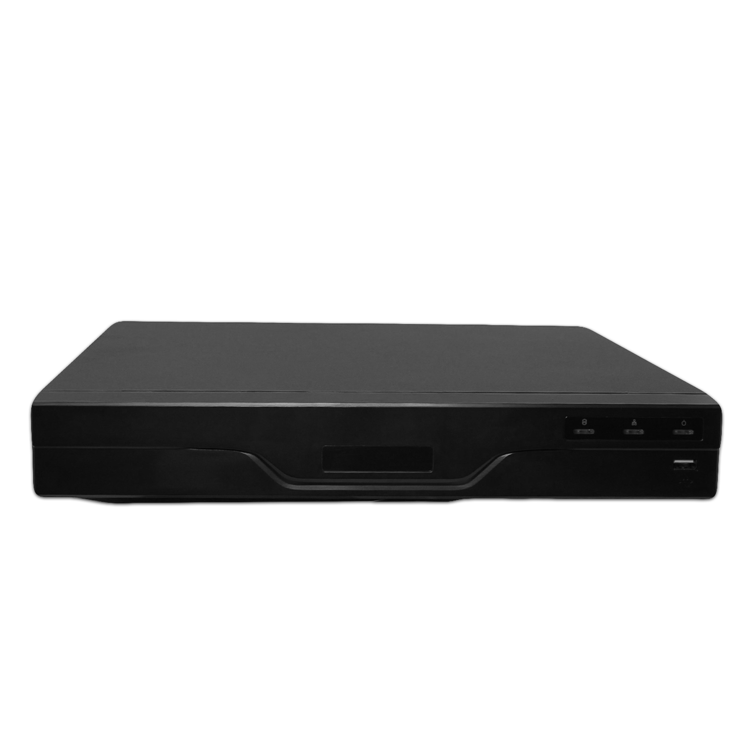 Black electronic device with a flat design and front buttons.
