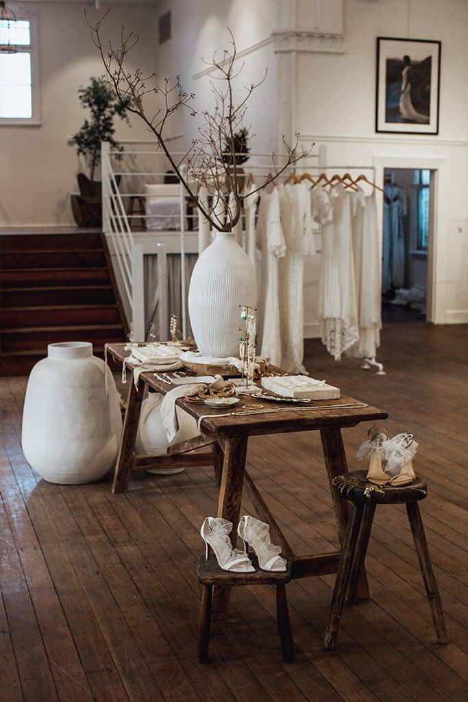 Accessory table inside the Grace Loves Lace Perth showroom