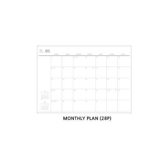 Monthly plan - O-CHECK 2020 Mon journal A5 dated weekly agenda planner