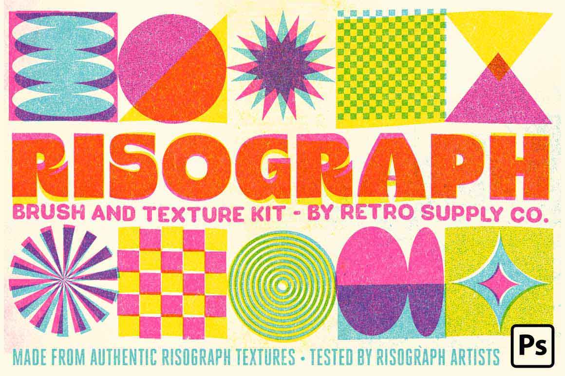 Risograph Brush and Texture Kit for by RetroSupply Co.