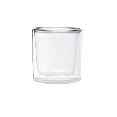 A square glass cup