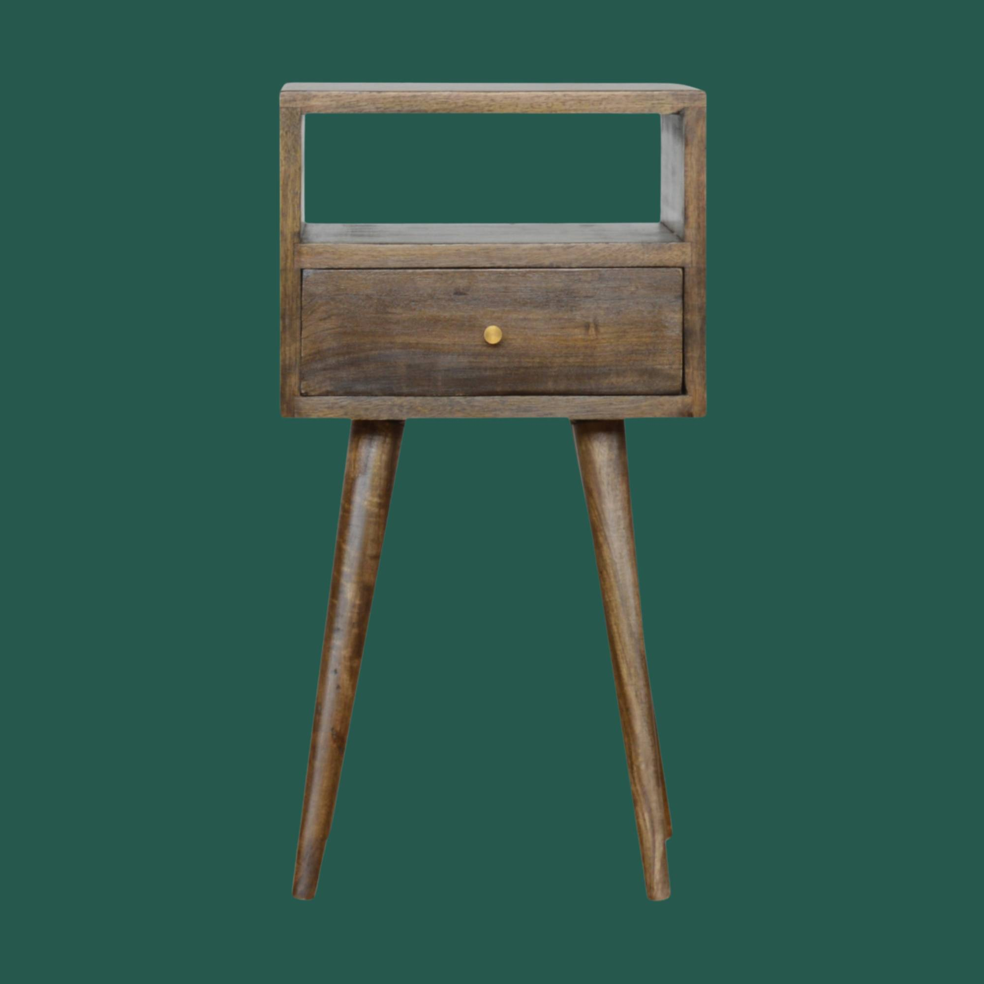 Ronan small wooden bedside table in grey wash finish | malletandplane.com
