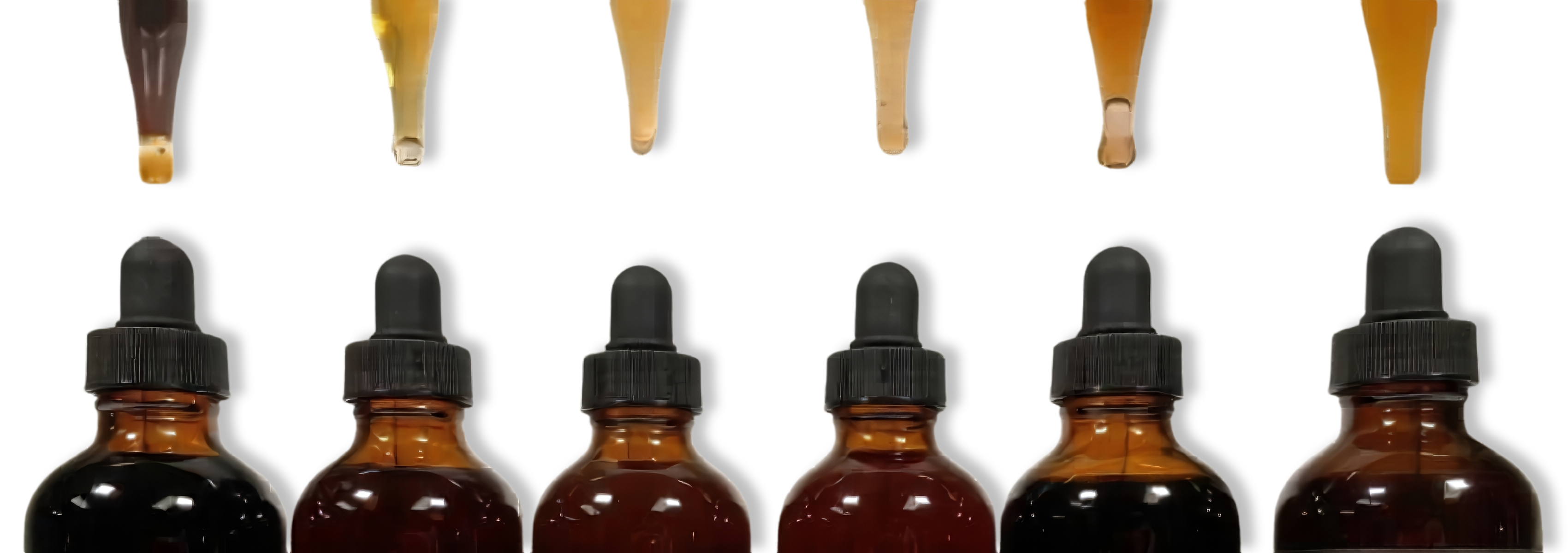 tincture droppers and amber bottles