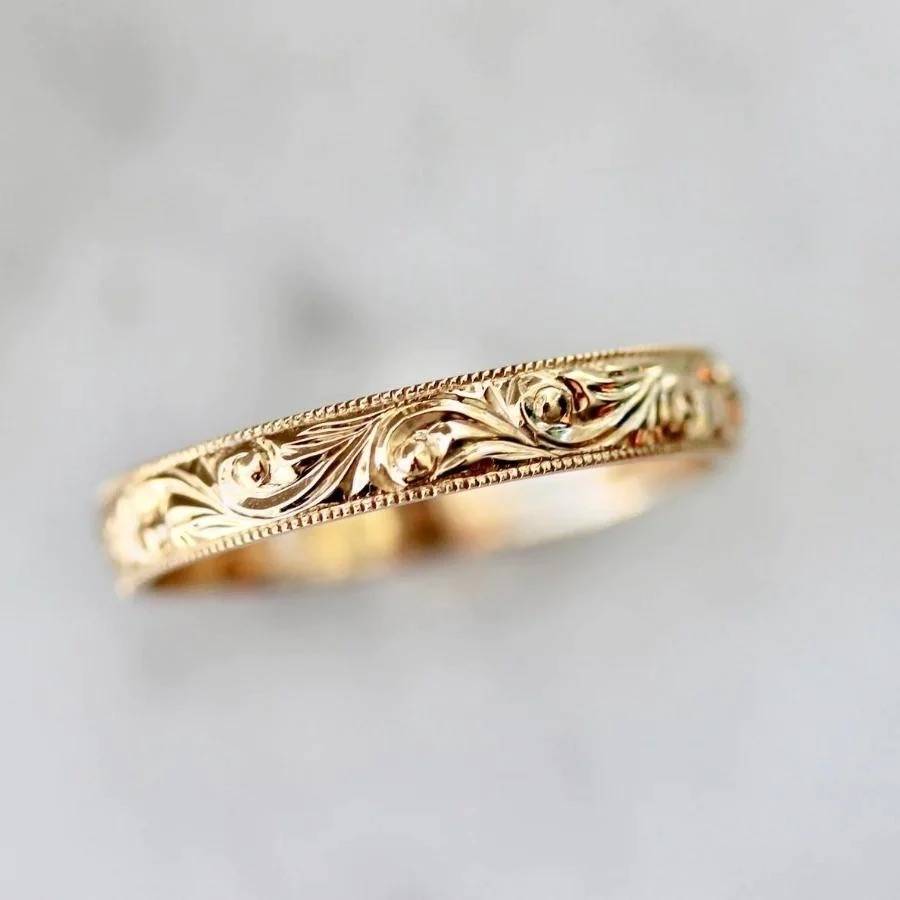 rosaline engraved gold band