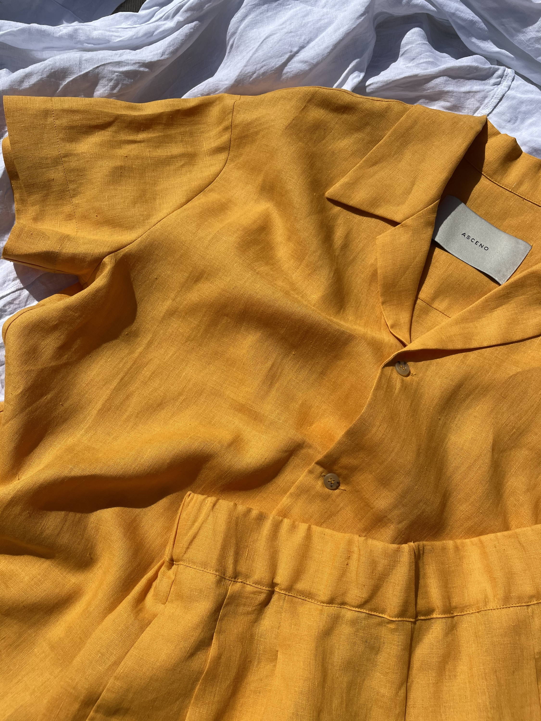 Mandarin orange short linen pyjama set 