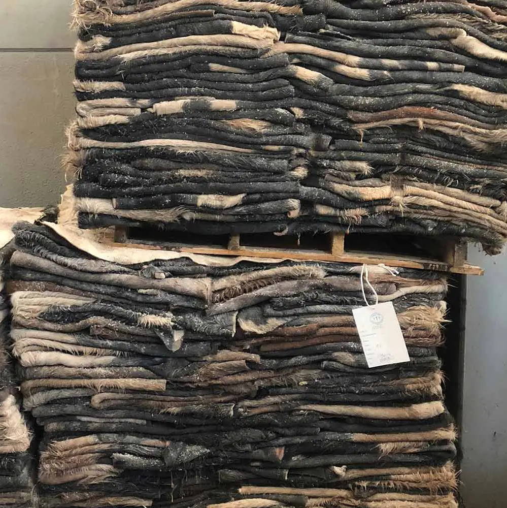 Pallets full of raw cowhides