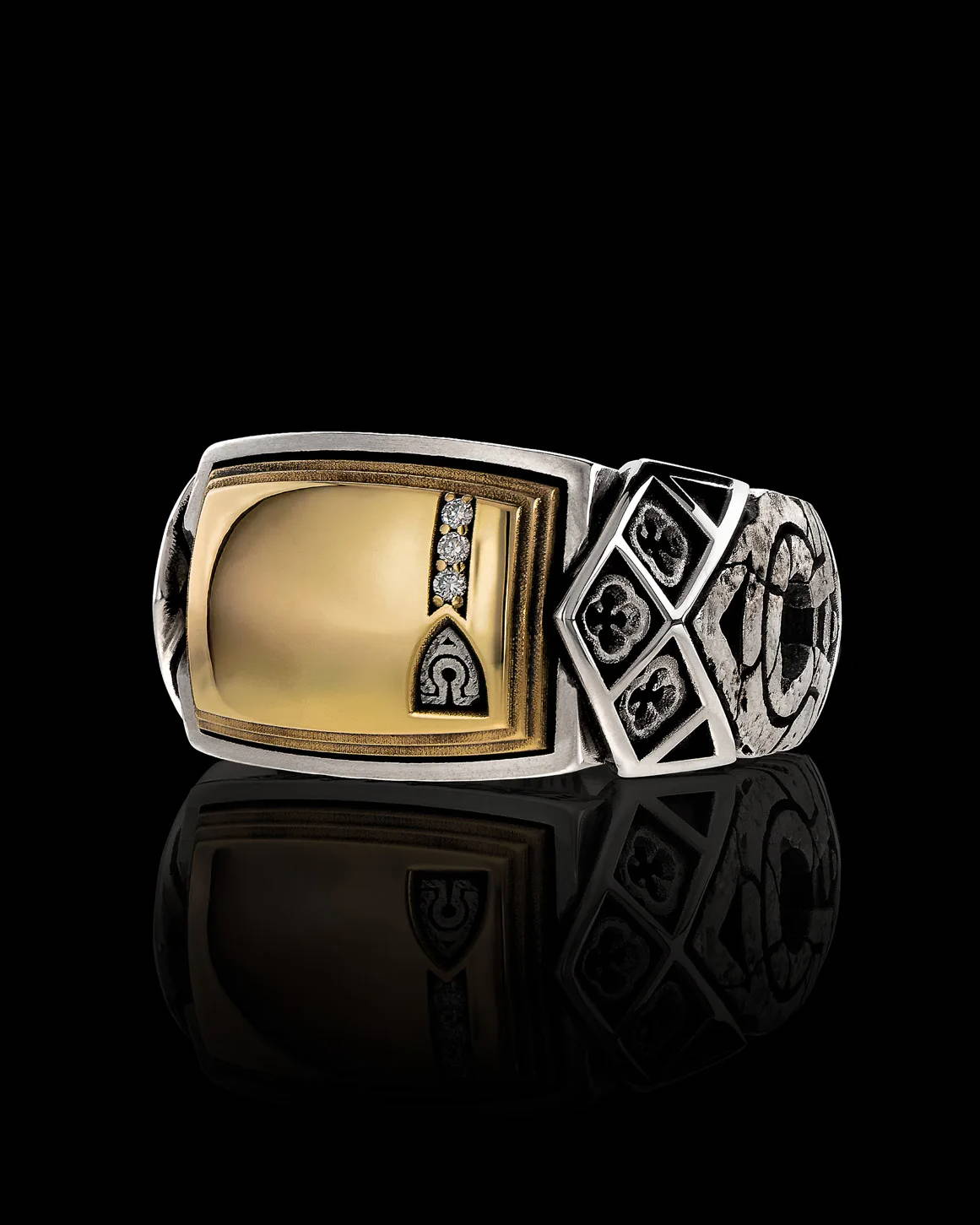 Conviction Band Luxe Edition in .925 Sterling Silver & 14K Yellow Gold with Diamonds