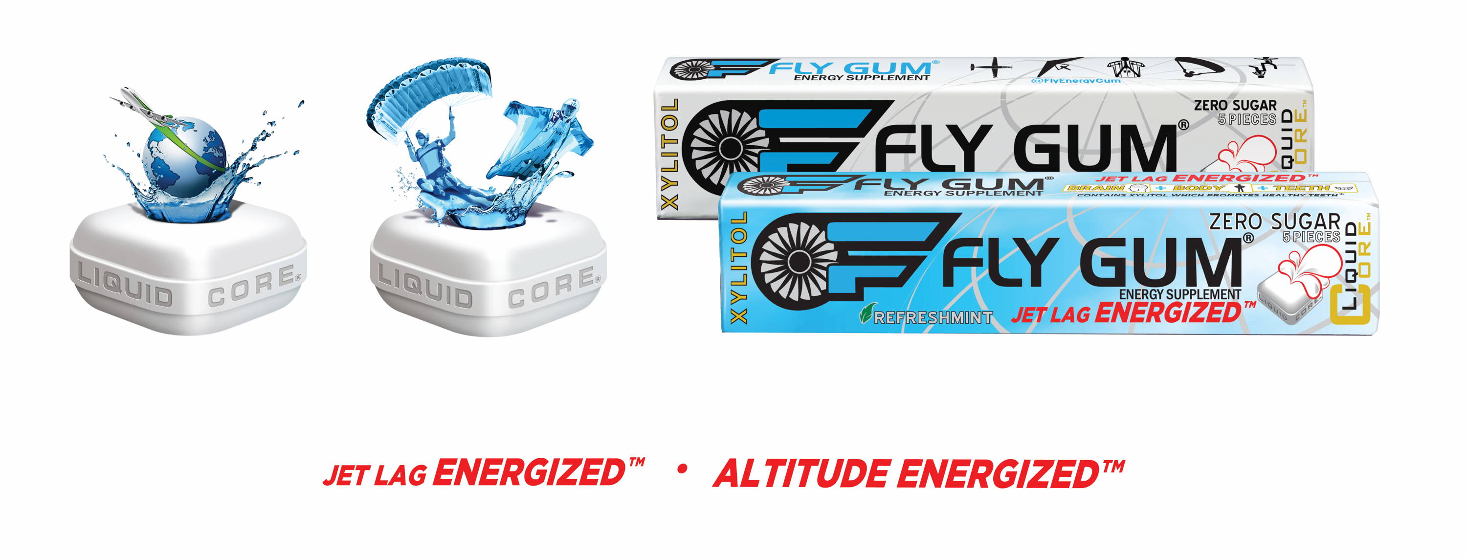 Fly Gum Packs and liquid forms with flying