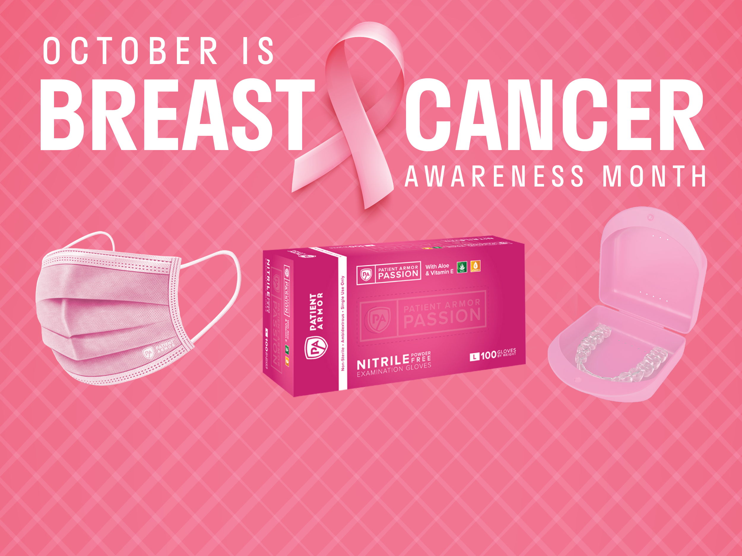 October is Breast Cancer Awareness Month with related items displayed.