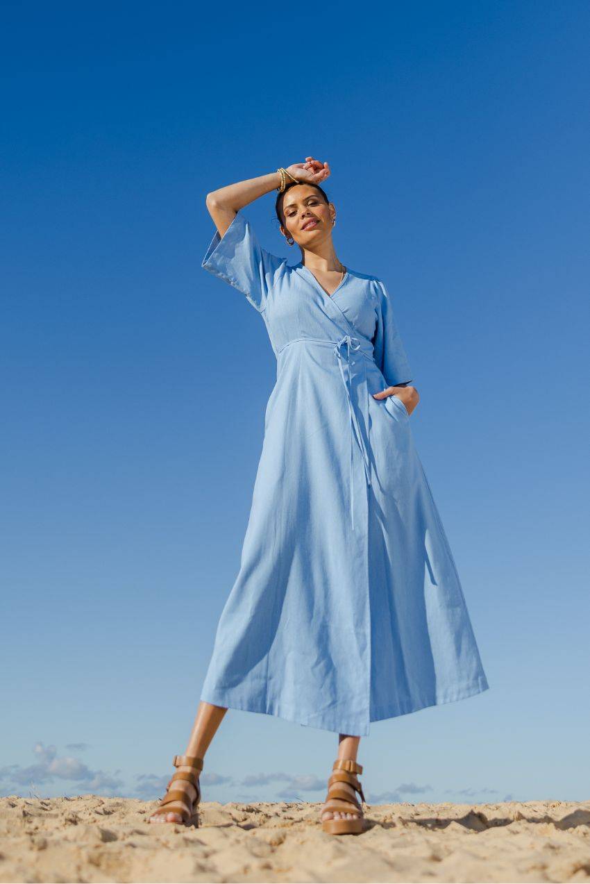 linen-cotton-blend-short-sleeve-wrap-dress