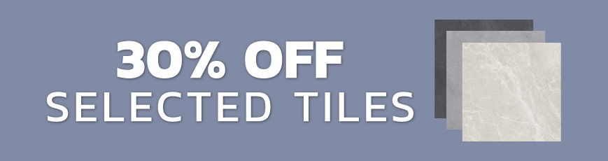 30% off selected tiles promotion banner.