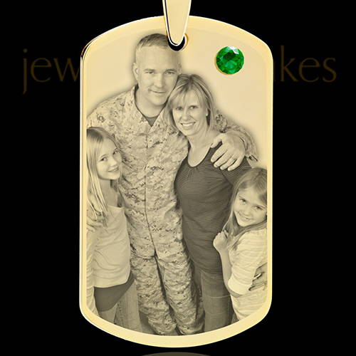 Gold May Dog Tag Photo Engraved Jewelry