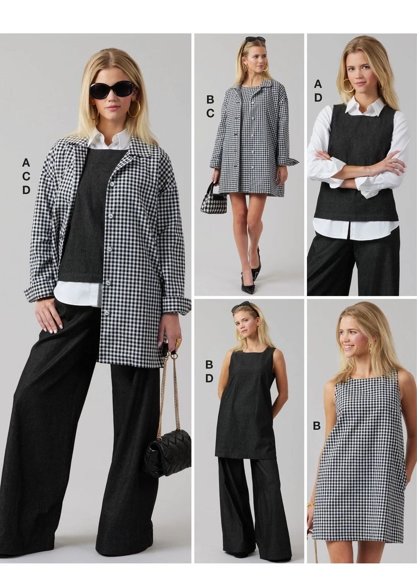 Fashion collage featuring various outfits in black and gray tones.