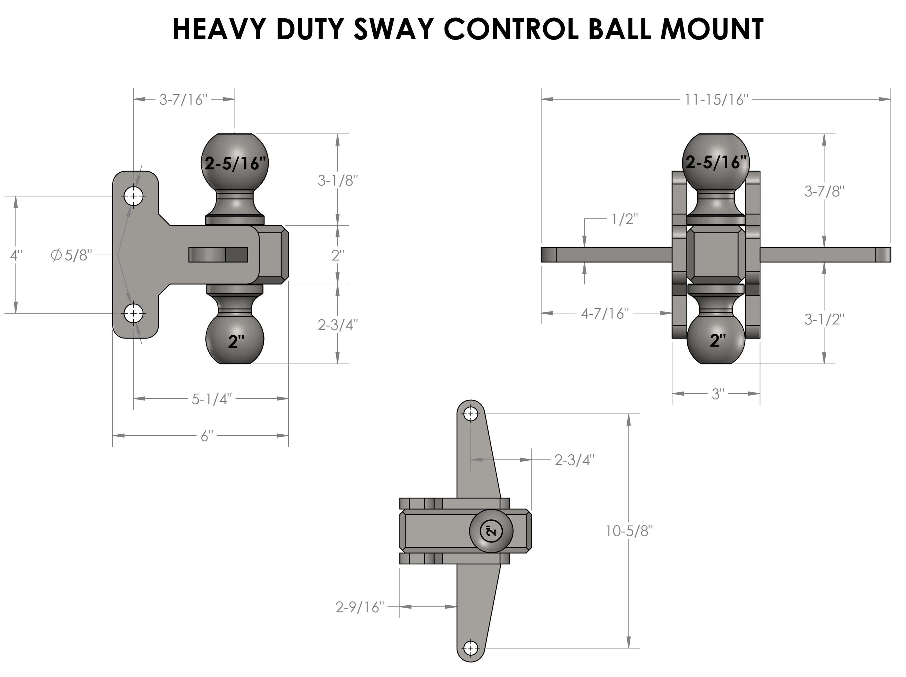 BulletProof Hitches Heavy Duty Sway Ball Mount Specs