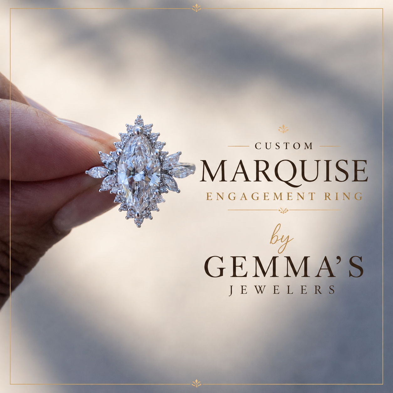 custom marquise engagement ring 