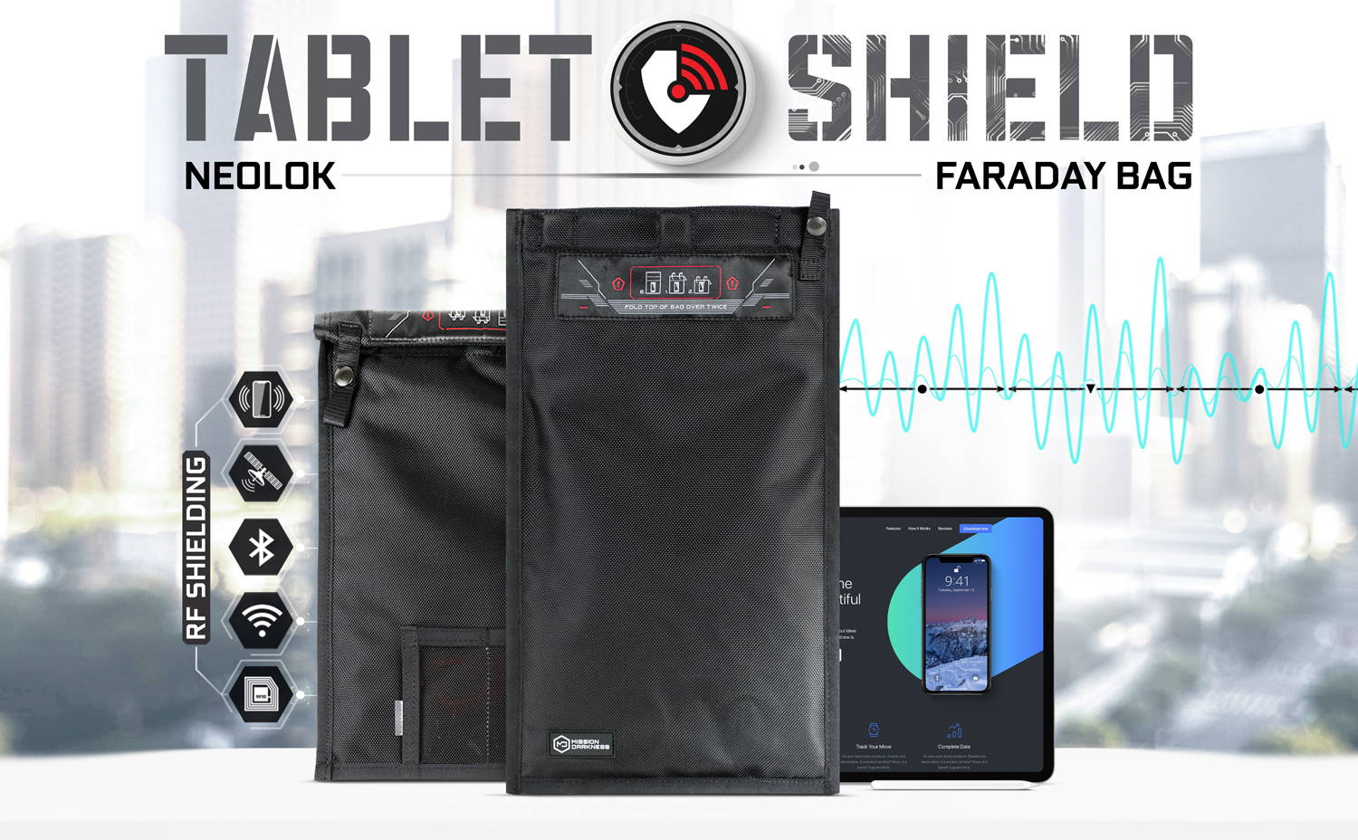 Mission Darkness NeoLok Non-window Faraday Bag for Tab Cell Phones Electronic Devices