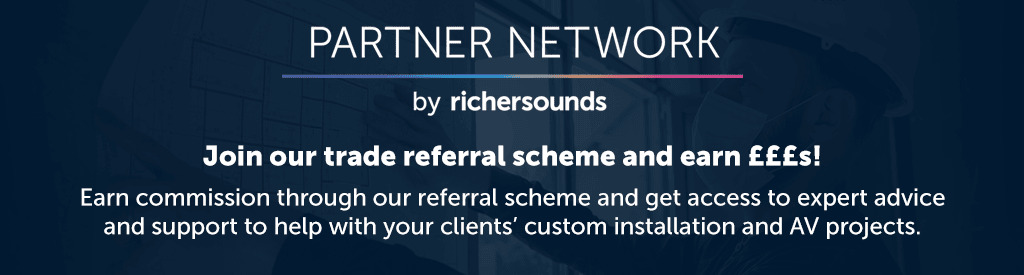 Text promoting the Richer Sounds partner network and referral program.