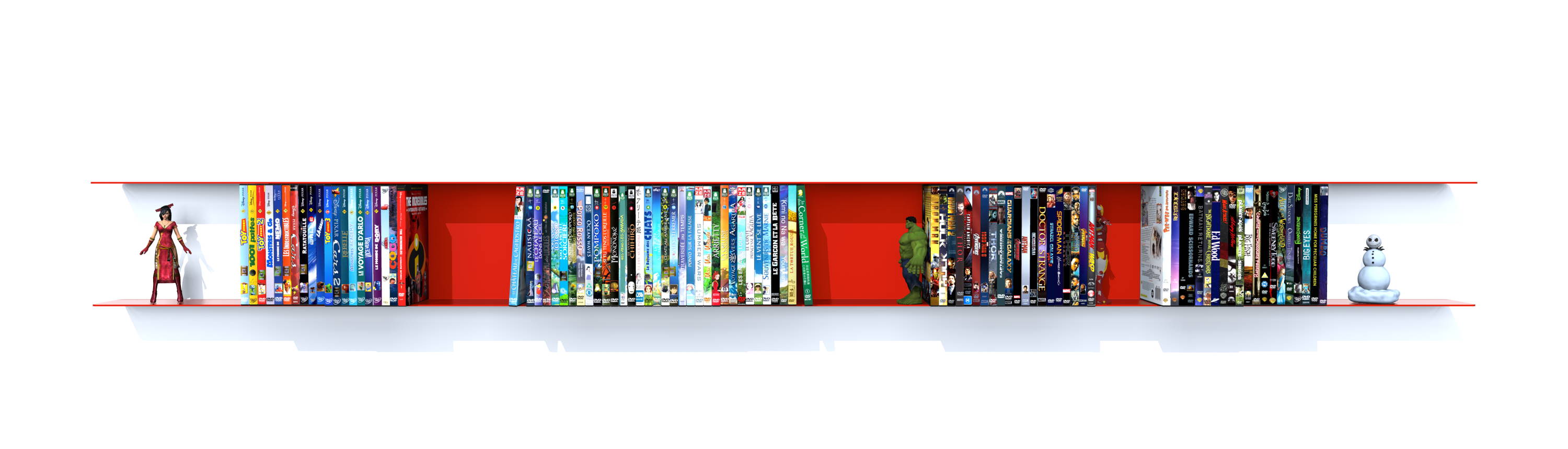 etagere DVD couleur ral 3020 2,20 m rouge